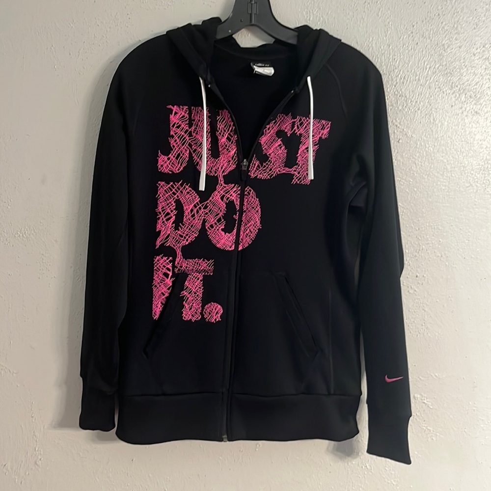 Nike Therma-fit Zippered Hoodie Jacket Black and Pink Size Small